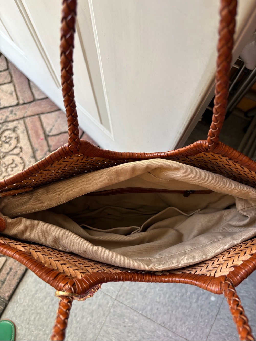 Anthropologie Woven Tote Bag in Chestnut Brown - Picture 5 of 6